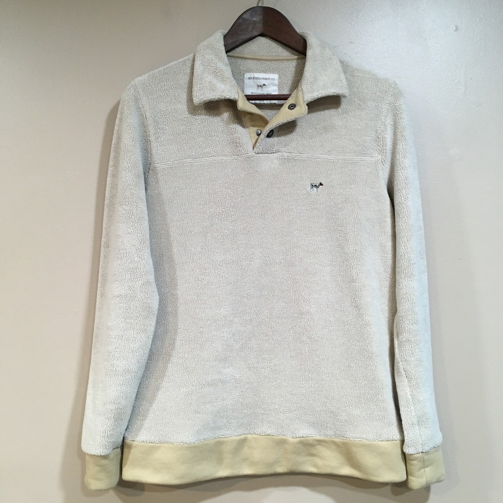 Southern Point Co Bennington Snap Fleece Pullover Womens XS Dog Logo Tan Beige